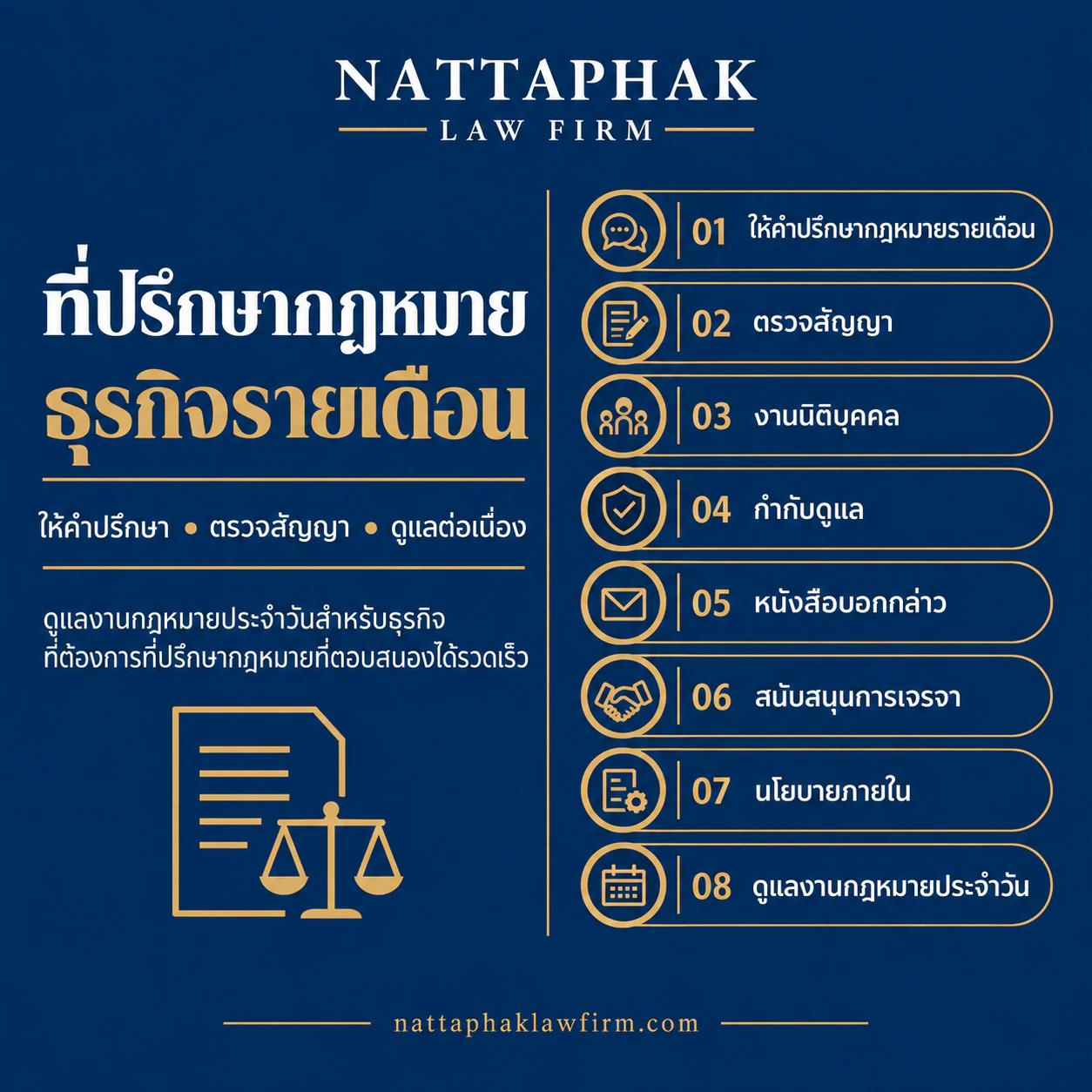 ที่ปรึกษากฎหมายธุรกิจรายเดือน — สำนักงานณัฐภาคย์ทนายความ